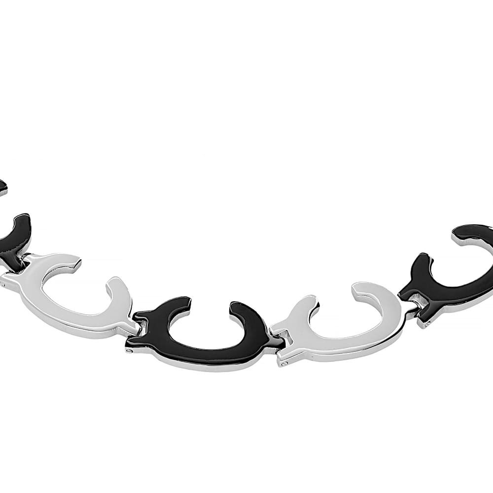 Rozsdamentes acél nyaklánc 7283 (45 cm) - ezüst-fekete színű
