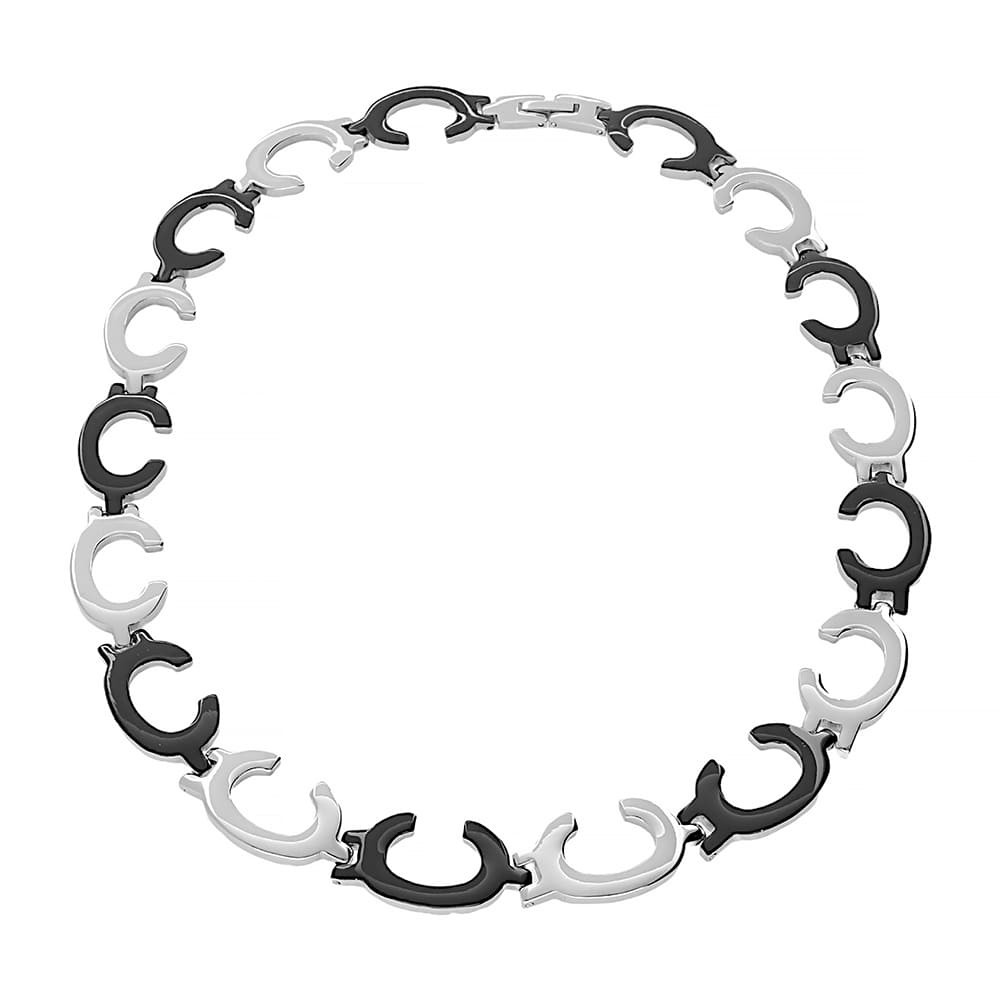 Stainless steel necklace 7283 (45 cm) - silver-black colour