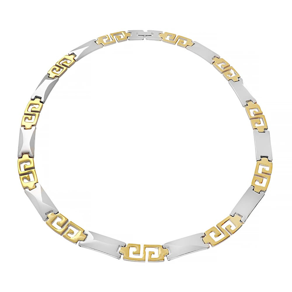 Stainless steel necklace 7287 (45 cm) - silver-gold colour