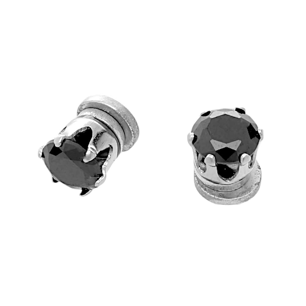 Stainless steel earrings 70404.B - silver-black colour