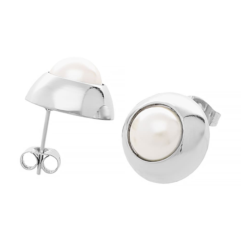 Stainless steel earrings 6934 - silver-white colour