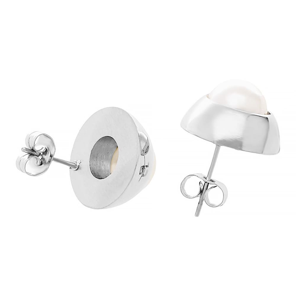 Stainless steel earrings 6934 - silver-white colour