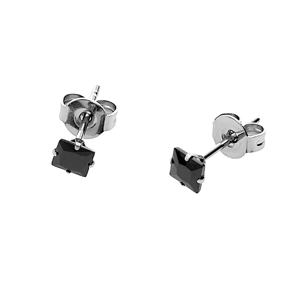 Stainless steel earrings 5634-4 - silver-black colour