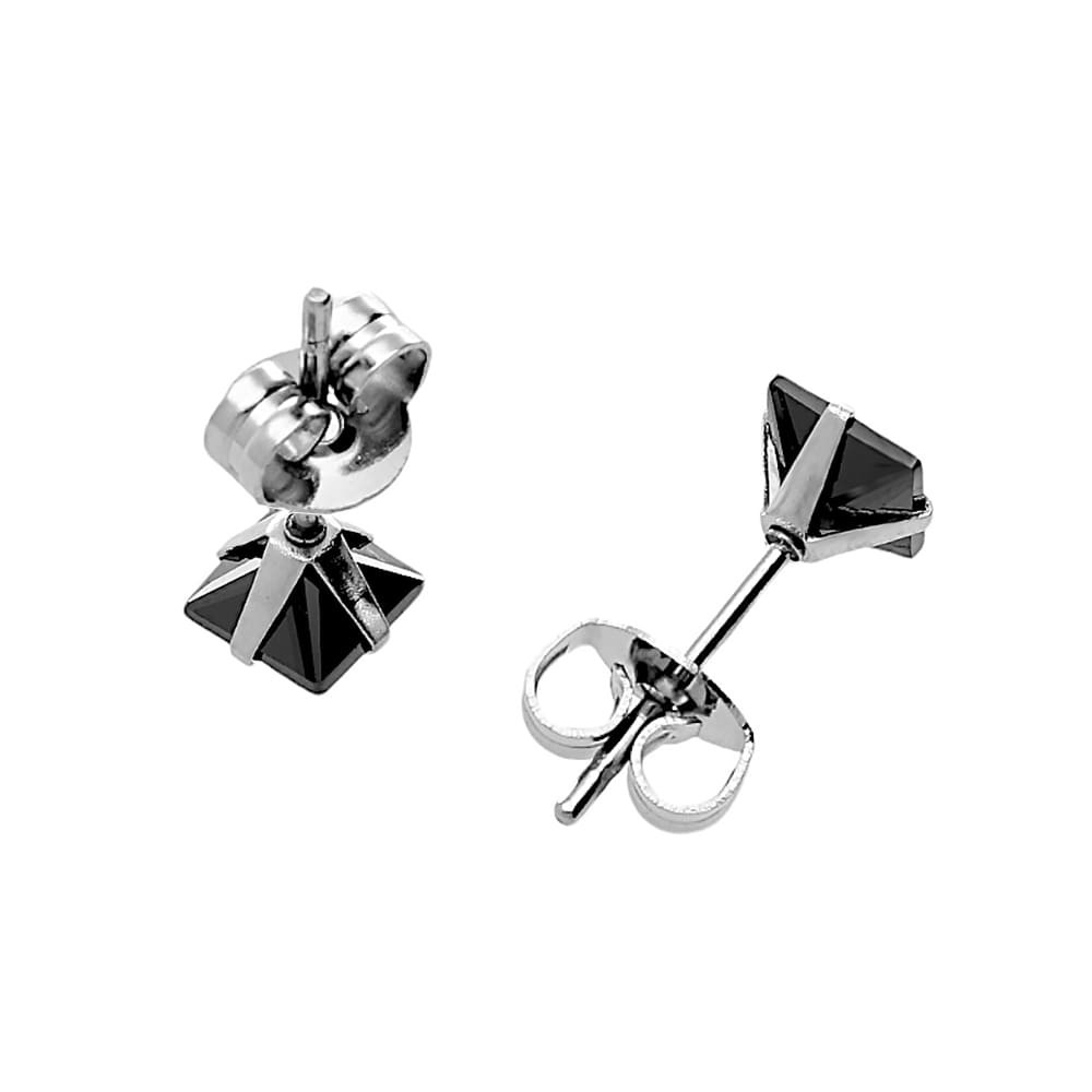 Stainless steel earrings 5634-4 - silver-black colour