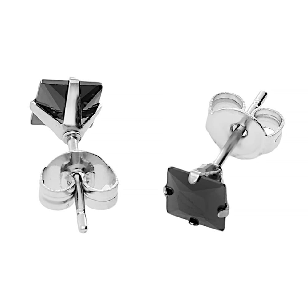 Stainless steel earrings 5634-5 - silver-black colour