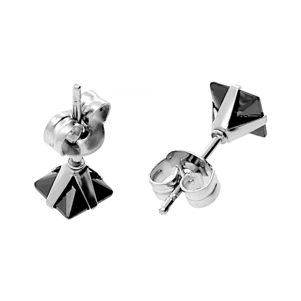 Stainless steel earrings 5634-5 - silver-black colour