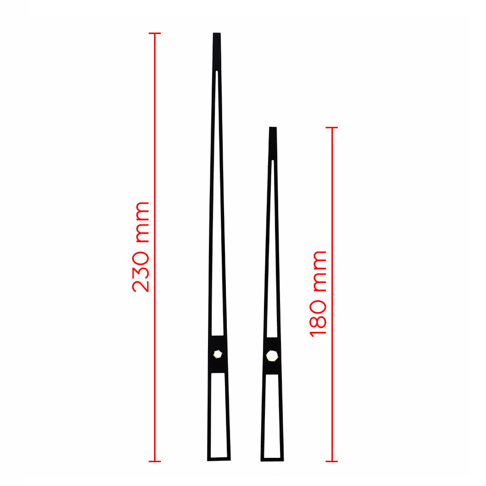 Kovové hodinové ručičky B29 (172 mm, 123 mm) - černé