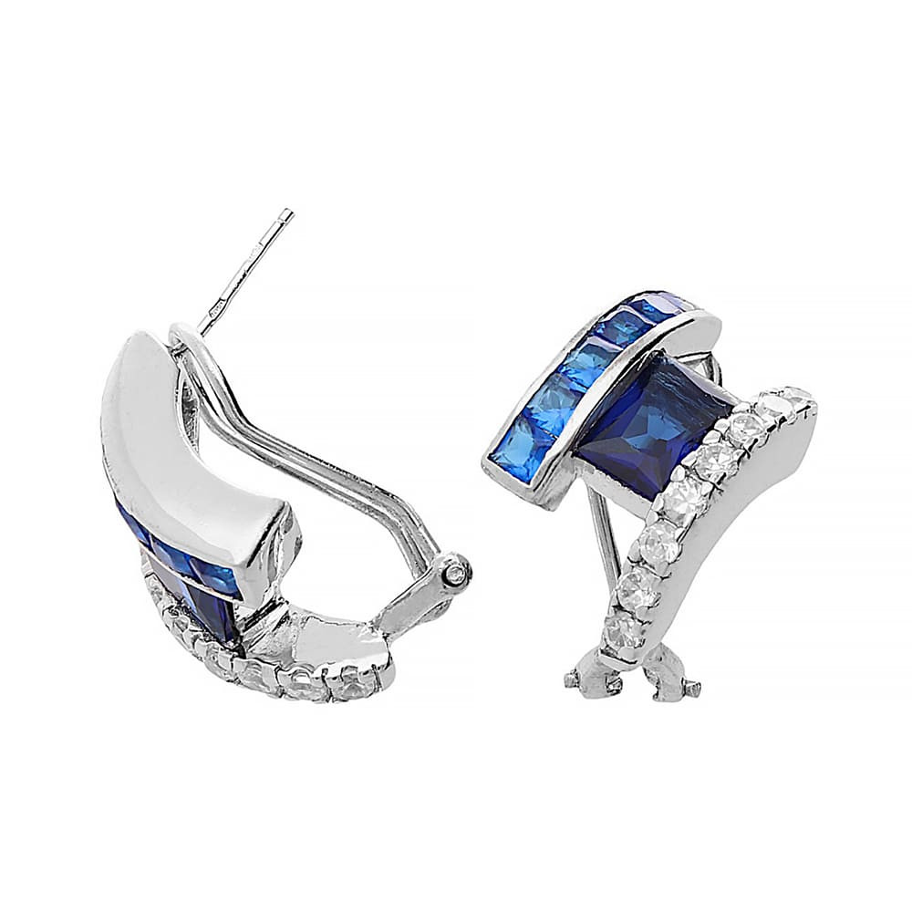 Silver earrings 8252 - silver-blue color