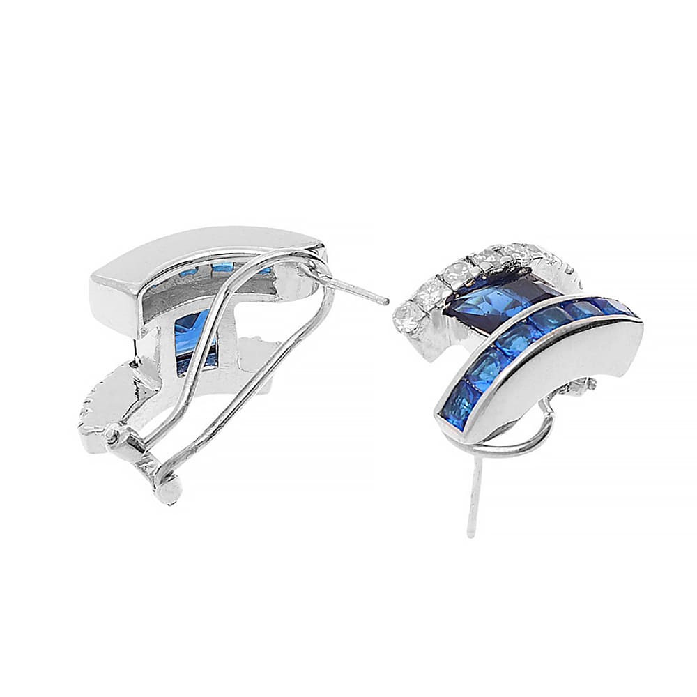 Silver earrings 8252 - silver-blue color
