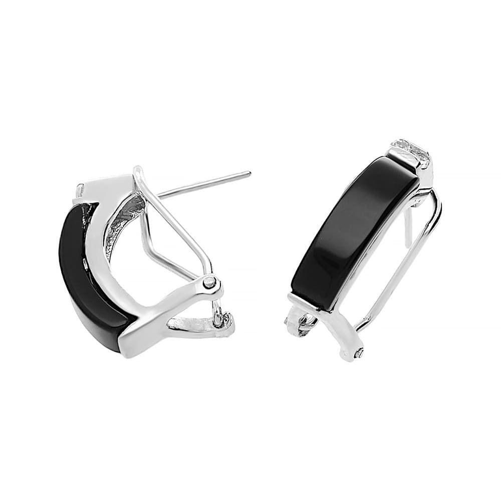 Silver earrings 8247 - silver-black colour