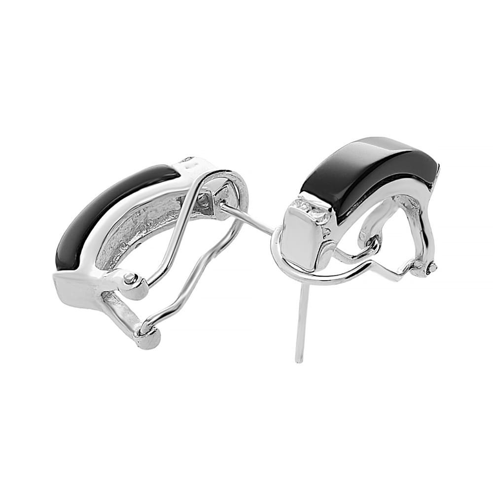 Silver earrings 8247 - silver-black colour