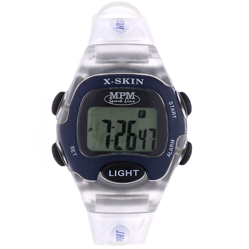 MPM Bílo modré digitální hodinky MPM 58-D61327LTT102001+plyš (MPM Bílo modré digitální hodinky MPM 58-D61327LTT102001+plyš)